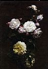 Henri Fantin-latour Canvas Paintings - White Roses II